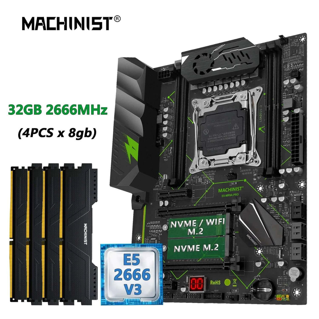 MACHINIST MR9A PRO X99 Motherboard Combo LGA 2011-3 Xeon E5 2666 V3
