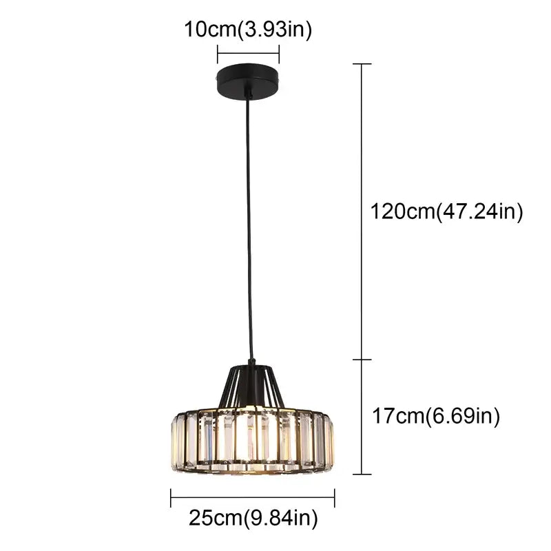 GreeLustr Modern Crystal Pendant Light, Black or Gold