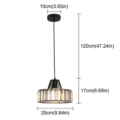 GreeLustr Modern Crystal Pendant Light, Black or Gold