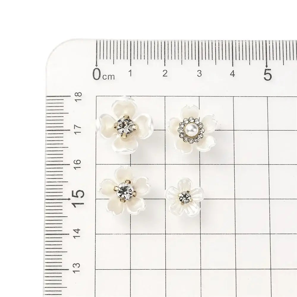 40pcs Imitation Pearl Flower-shaped Rhinestone Buttons for Jewelry Making Decorative Hat Clothes DIY Craft Sewing Accessories