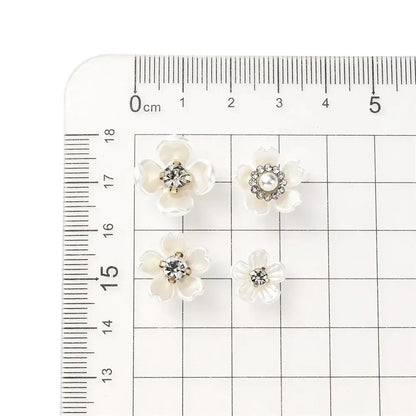 40pcs Imitation Pearl Flower-shaped Rhinestone Buttons for Jewelry Making Decorative Hat Clothes DIY Craft Sewing Accessories