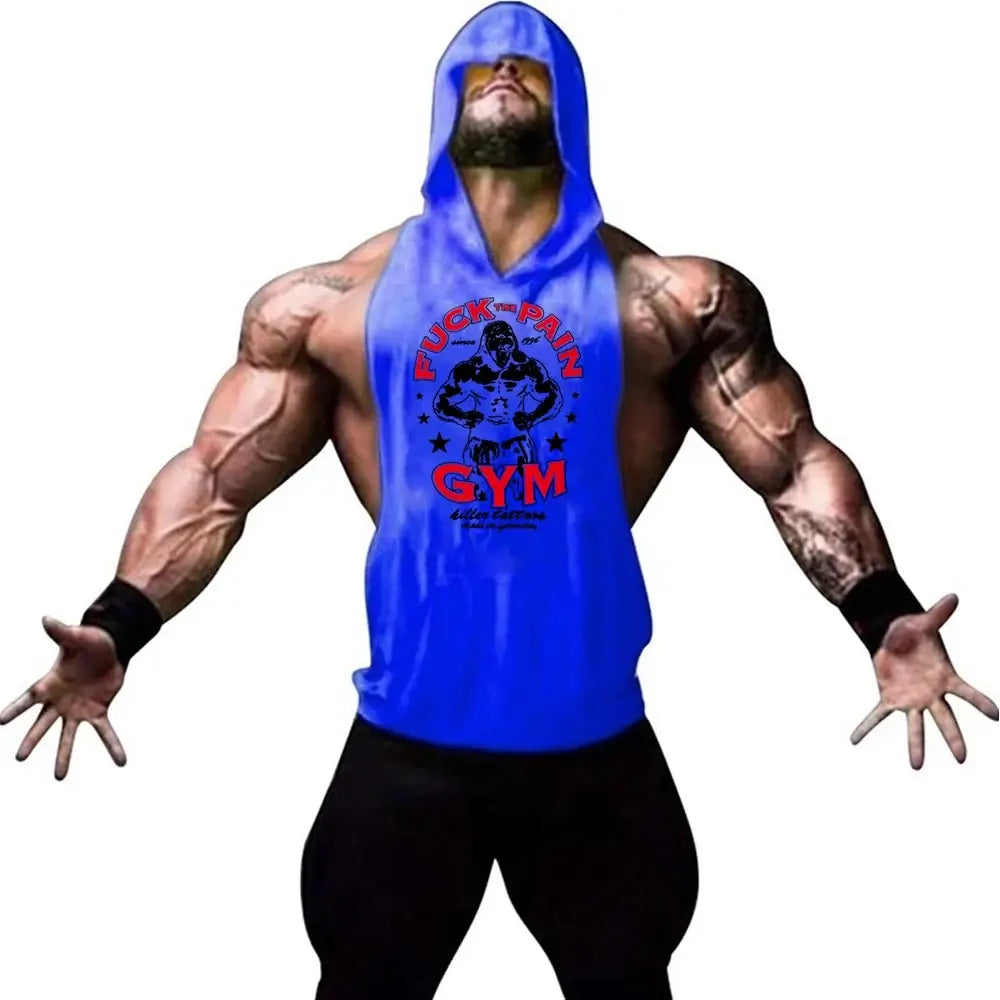 Men Bodybuilding Cotton Tank Top Gyms Fitness Hooded Vest Sleeveless Shirt Summer Casual Fashion Workout Gym Powerhouse Clothing