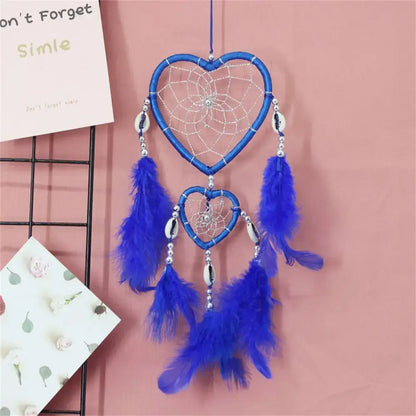New Indian Ann Style Love Heart Feather Dream Catcher Wind Chimes Car Interior Wall Dream Catcher Ornaments Ins Dream Catcher