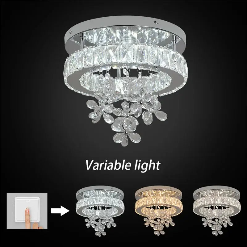 Modern Crystal LED Flush-Mount Ceiling Light