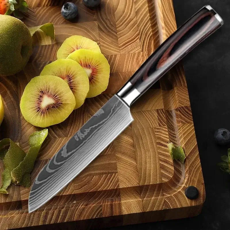 Stainless Steel Kitchen Knives with Wooden Handles