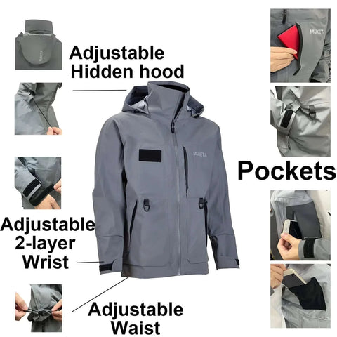 Fishing Rain Suit Breathable and Waterproof Wading Jacket & Bib Pants.