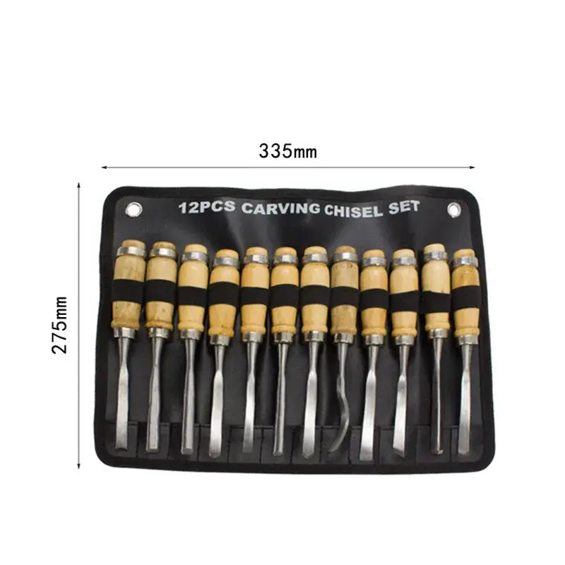 12 Piece Woodworking Carving Knife &amp; Chisel Set
