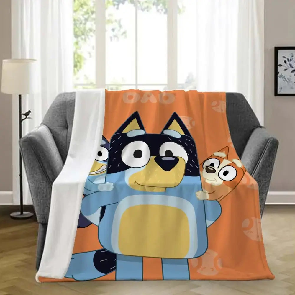 B-bluey-y Downy Throw Blanket Aesthetic Portable Home Travel Camping Sofa Picnic Thick Warm Flannel Blanket