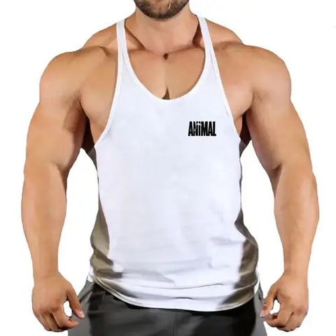 Summer Animal Gym Stringer Tank Top Men Cotton Clothing Bodybuilding.