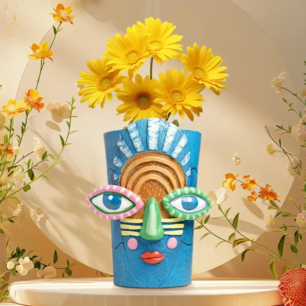 abstract face planter pot