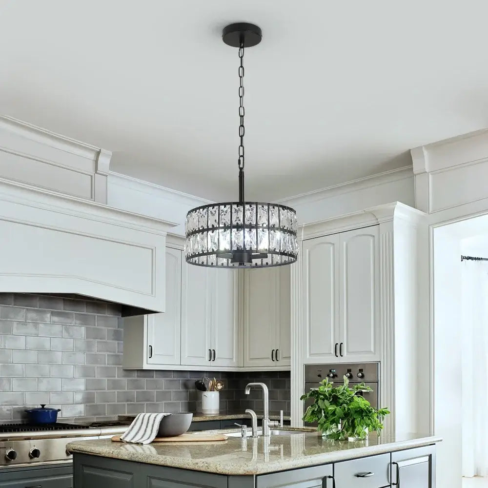 VETRULUS Crystal Pendant Light, Black or Gold
