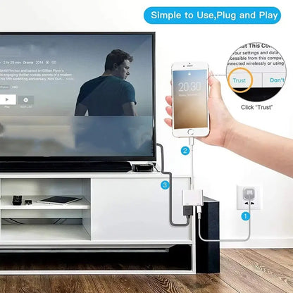 GITFOS Adapte For Lightning to HDMI HUB 1080P VideoAudio Sync Screen Converter with ios Charging Port iPhone to HDMI OTG Adapter