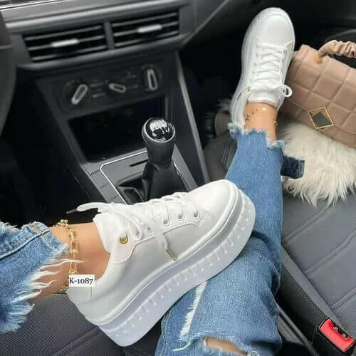 Casual Platform Women's Shoes Flat Womens Sneakers.