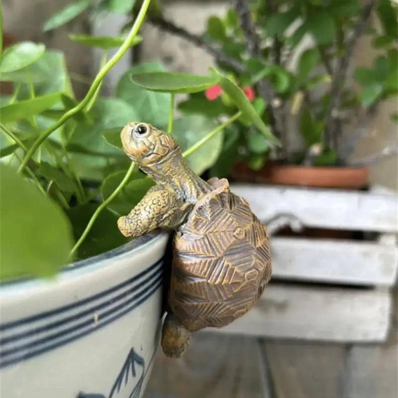 tortoise flower pot hugger statue