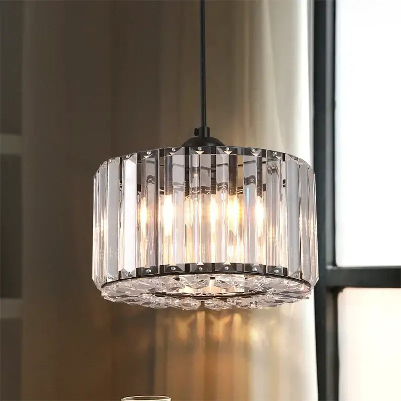 GreeLustr Modern Crystal Pendant Light, Black or Gold