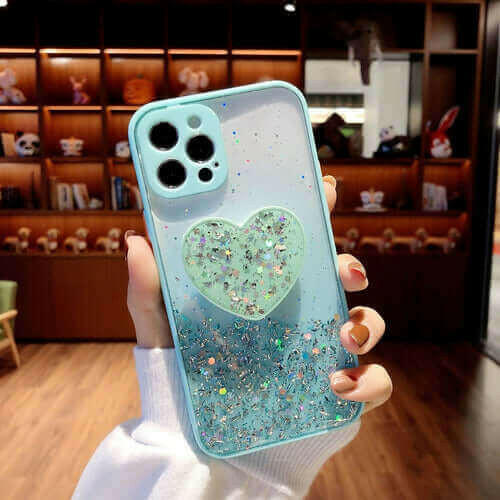 Buy 1 Get 1 Free Sequins Glitter Case with Love Stand for iPhone.