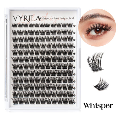 VYRILA Individual Cluster Lashes – C Curl 3D Wispy DIY Eyelash Extensions | 0.05–0.07mm Super Thin Band | Reusable Natural Look