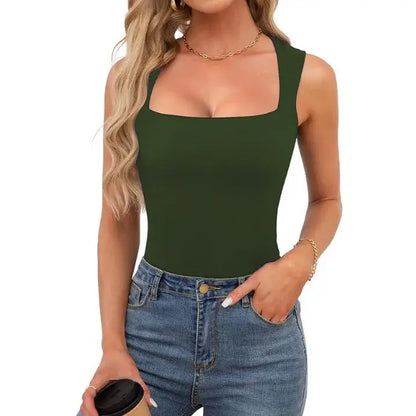 Slim Fit Square Collar Sleeveless Vest for Women Stylish Trendy Base Layer Top Fashionable Casual Wear Versatile Comfortable