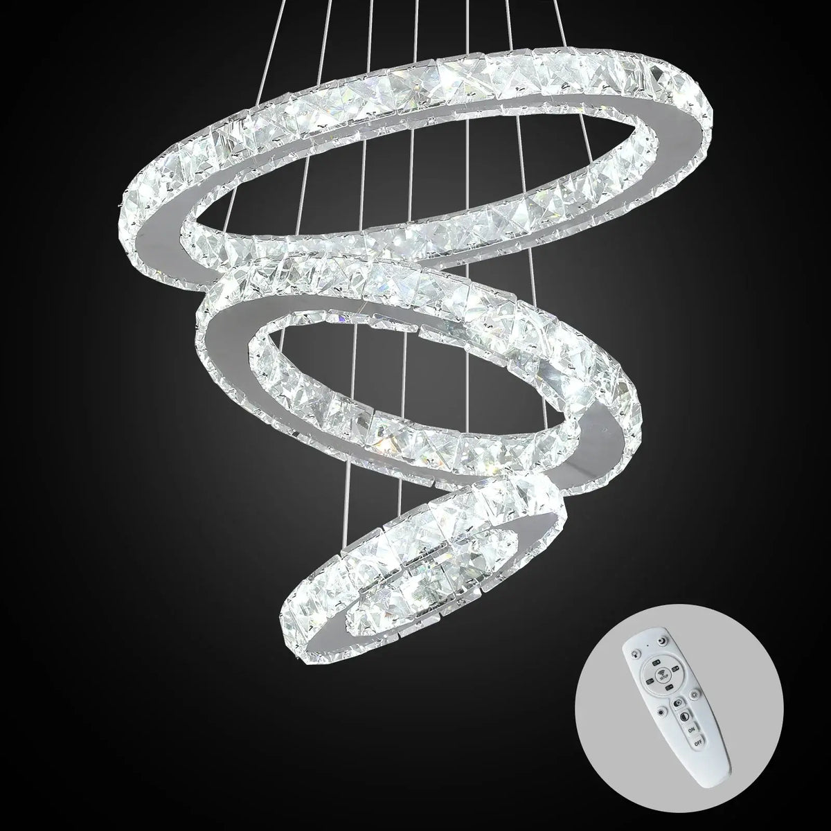 GreeLustr Crystal Ring LED Pendant Light, 1 or 3 Rings