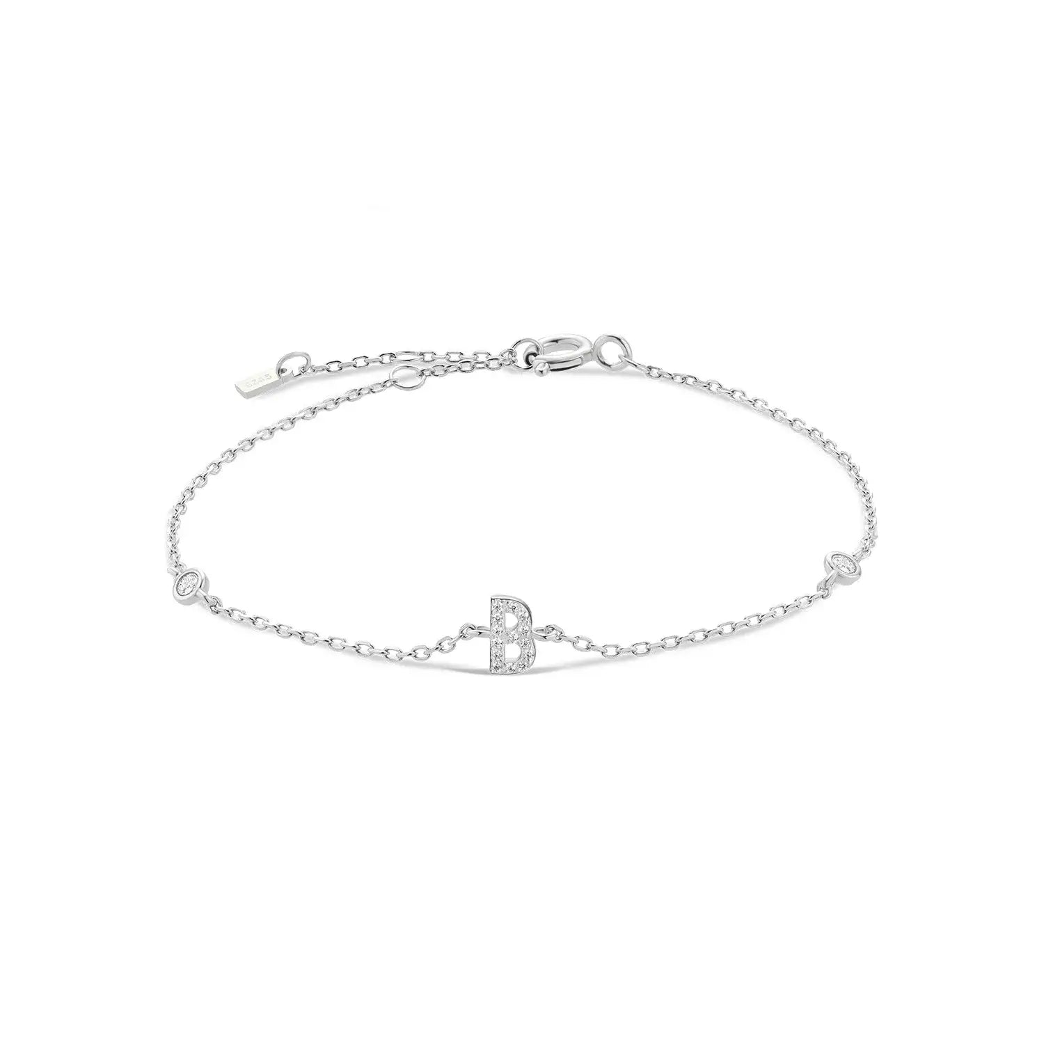 925 Sterling Silver Initial 26 Letters Alphabet Monogram Gold Name Bracelet Crystal CZ Zircon 2021 Fashionable Jewelry