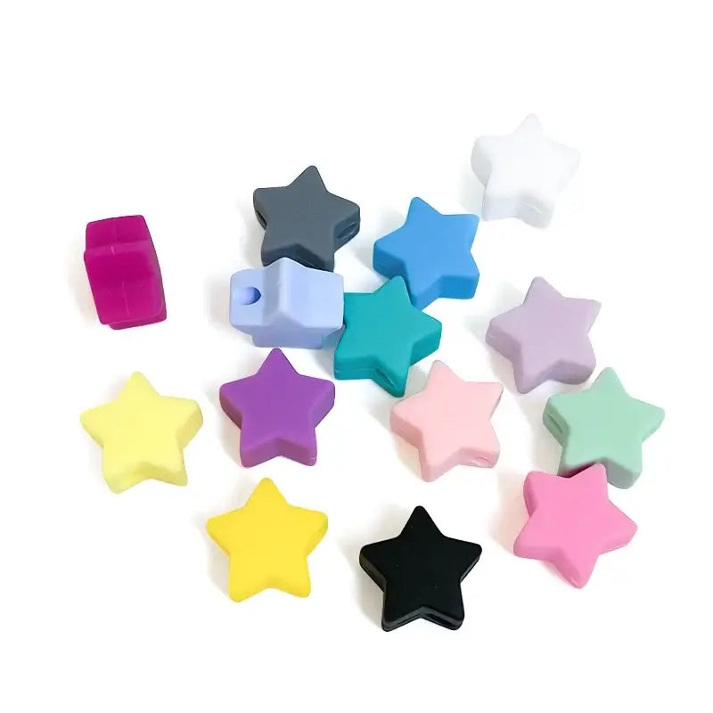 50pcs Silicone Star Heart Crown Beads Food Grade Teether Baby Silicone Bracelet Diy Crafts Baby Accessories