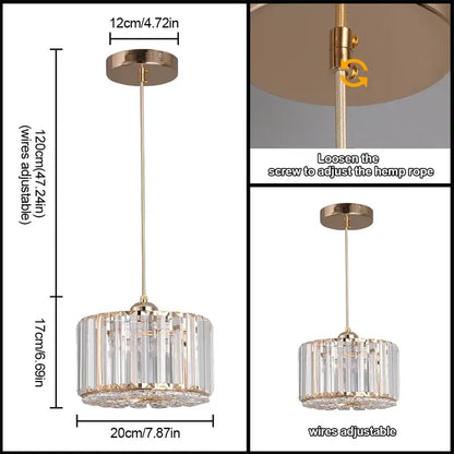 GreeLustr Modern Crystal Pendant Light, Black or Gold