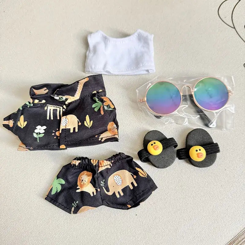 Stylish Beach Resort Overalls for Labubu Dolls - 1517cm