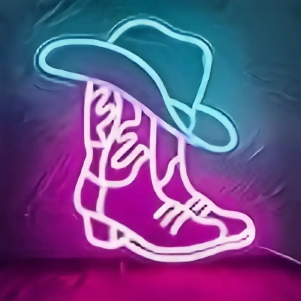 Cowboy Boots and Hats Neon Sign LED Western Aesthetic Mural USB Powered Bedroom Party Bar Wedding Christmas Birthday Gift