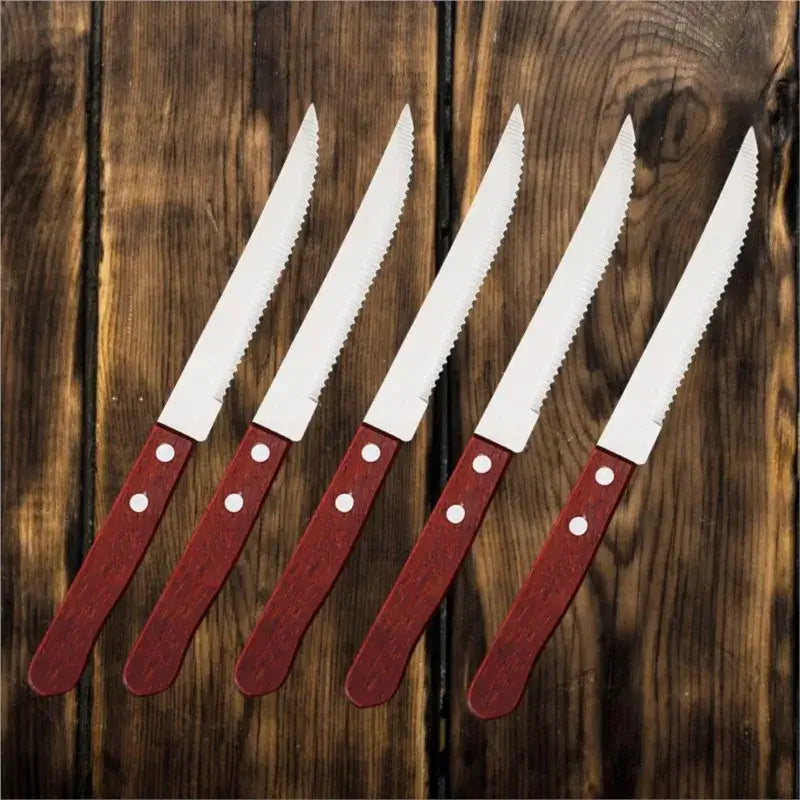 Stainless Steel Steak Knife Set with Wooden Handle