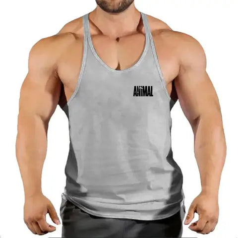 Summer Animal Gym Stringer Tank Top Men Cotton Clothing Bodybuilding.