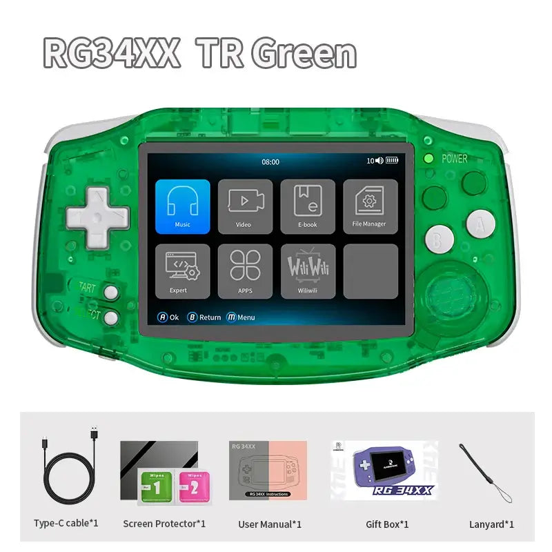 ANBERNIC RG34XX Retro Handheld Game Console 3.4&quot; IPS Screen Linux 64-bit Video Gaming Player Support WiFi Bluetooth HD TV Output