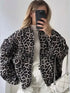 2024 Fashion Leopard Zipper Long Sleeved Women&