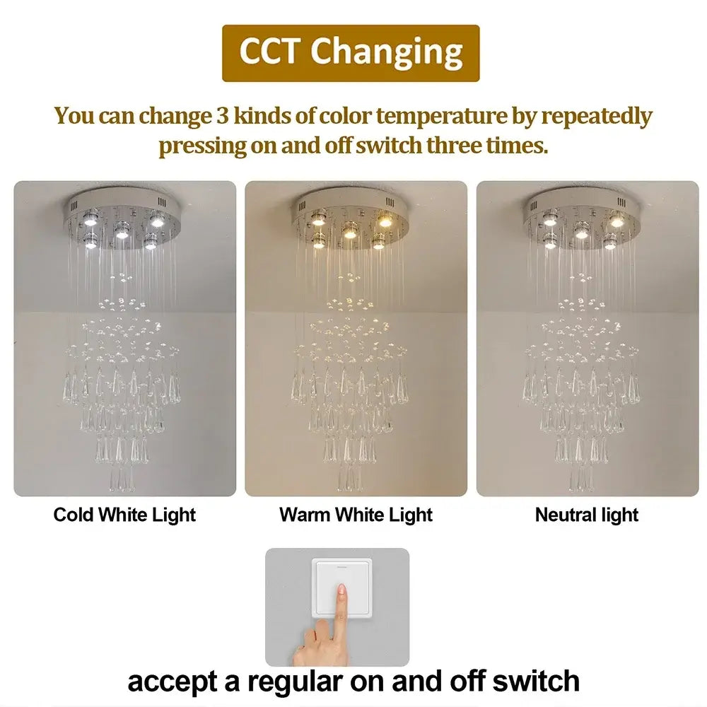 VETRULUS Raindrop Crystal LED Chandelier, Selectable Sizes