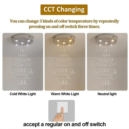 VETRULUS Raindrop Crystal LED Chandelier, Selectable Sizes