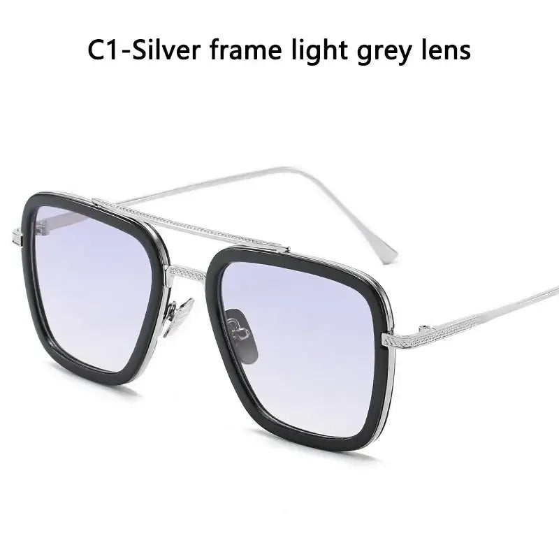 Sun Glasses Fashion Square frame Tony Stark Style Women Sunglasses Men Square Brand Design Sun Glasses Oculos Retro Male Iron