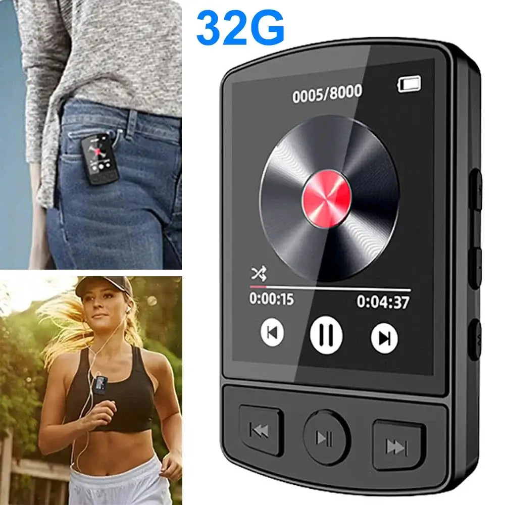 Portable MP3 Player Sport Clip Walkman HiFi Sound Bluetooth-Compatible 5.0 Student Walkman 1.8 Inch Screen with FM Radio E-Book