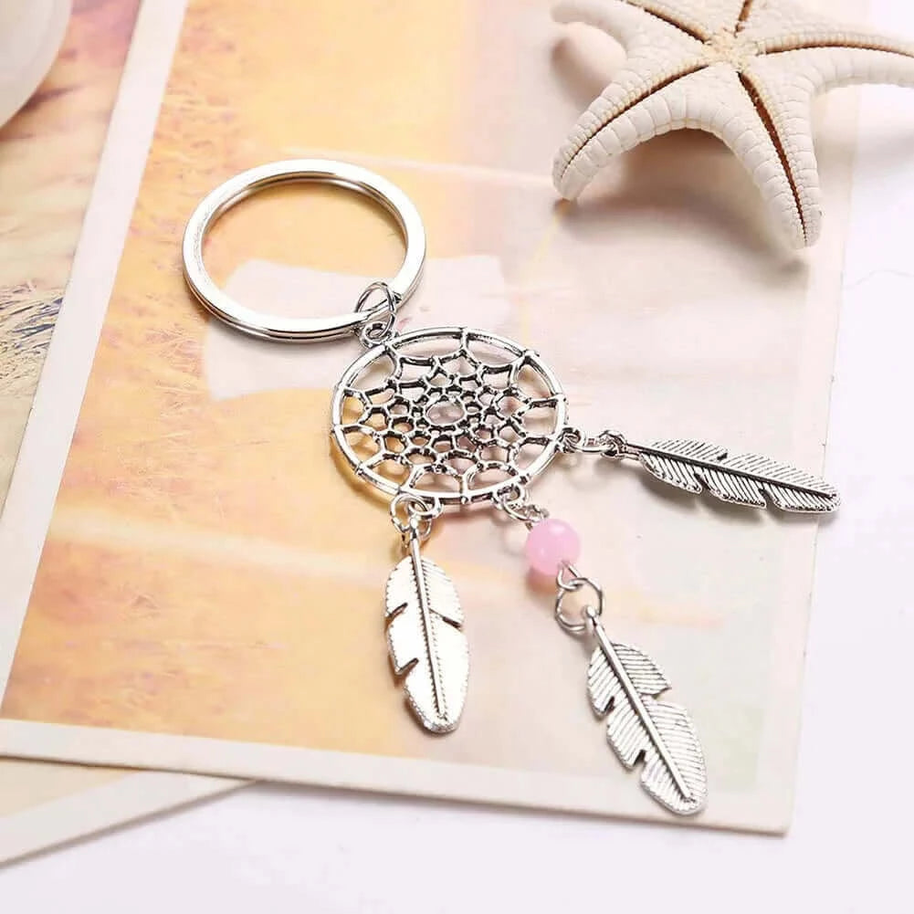 Mini Metal Feather Dreamcatcher Keyring Keychain Decor Car Bag Home