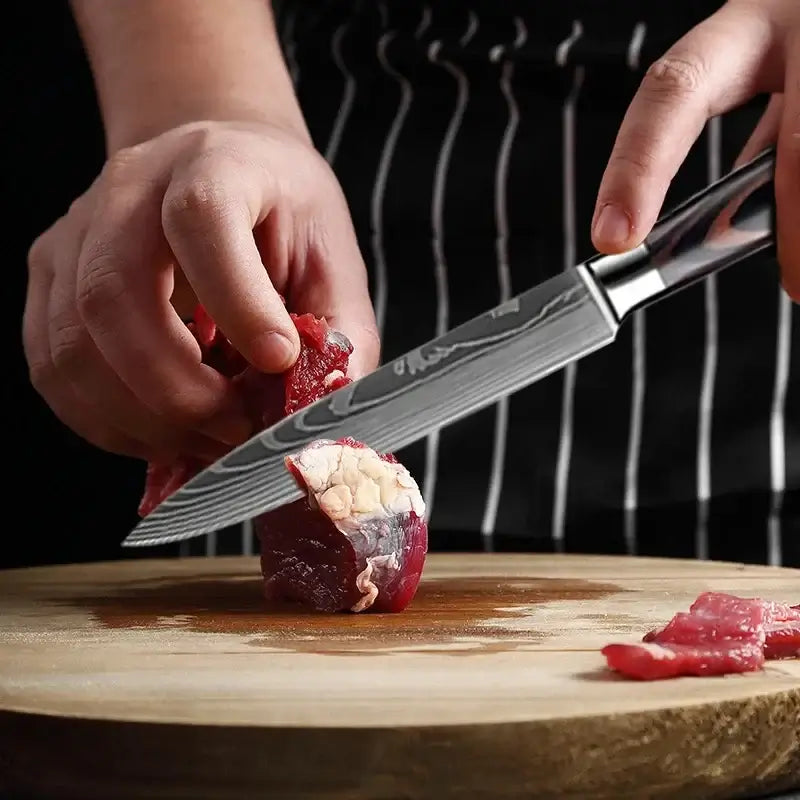 Stainless Steel Kitchen Knives with Wooden Handles