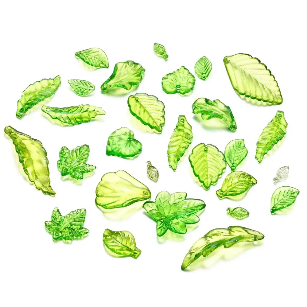 10-100pcs Green Acrylic Leaf Charms Leaves Beads Pendants For Diy Necklace Bracelet Earrings Jewelry Making Handmade Crafts