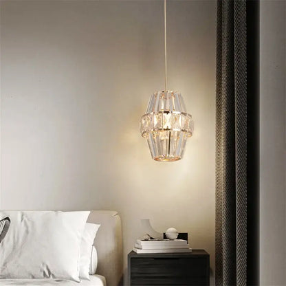 Modern Crystal Pendant Light with Gold-Tone Details