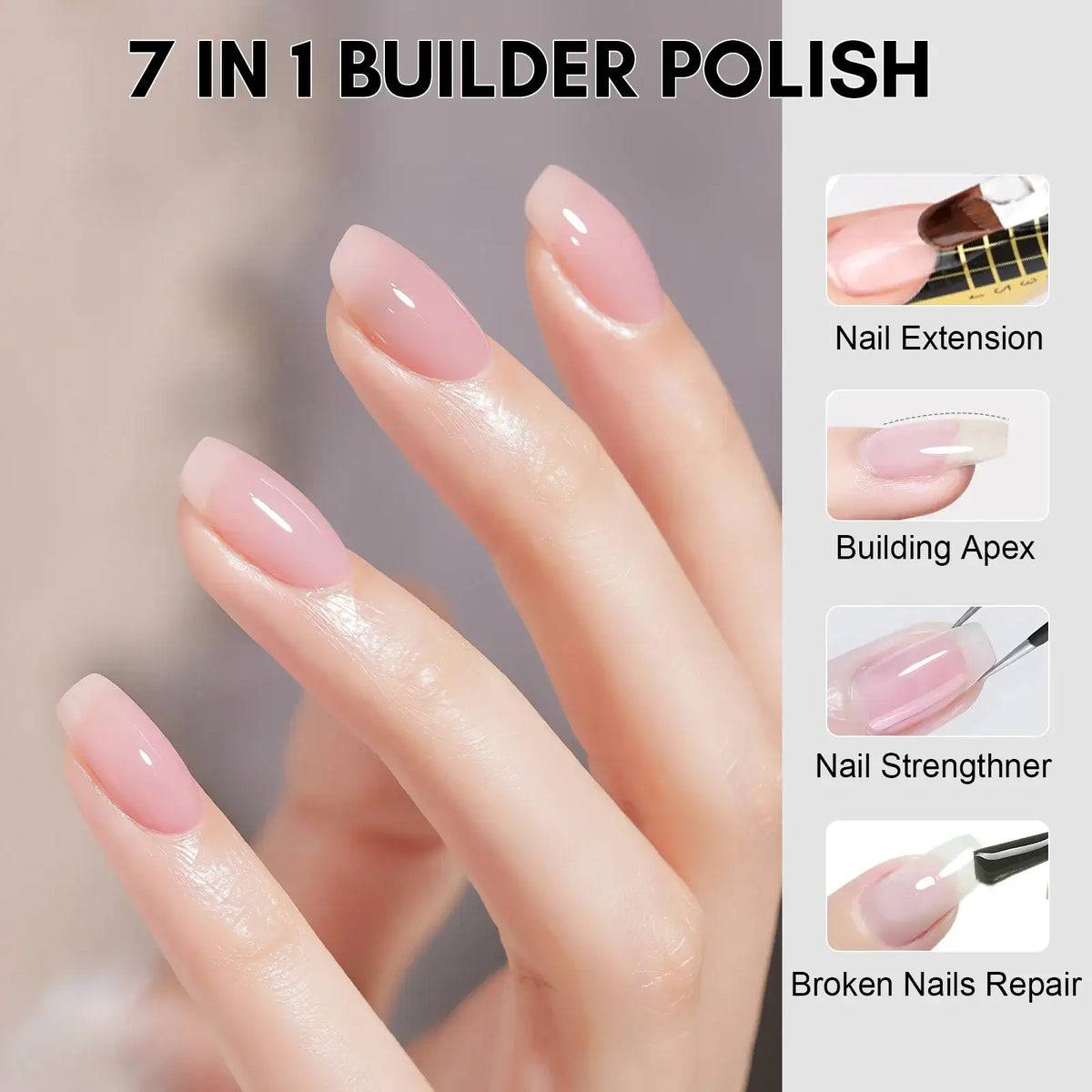 Makartt Clear Builder Gel, Base &amp; Top Coat Set, 3 × 8 ml