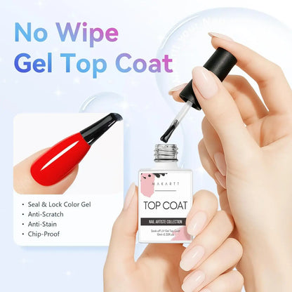 Makartt No-Wipe Gel Top Coat, 2 × 10 ml