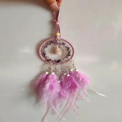 Dream Catcher Feather Pendant Crystal StoneHome Decor Wall Hanging Car Pendant Schoolbag Wind Chimes Dreamcatcher Decoration