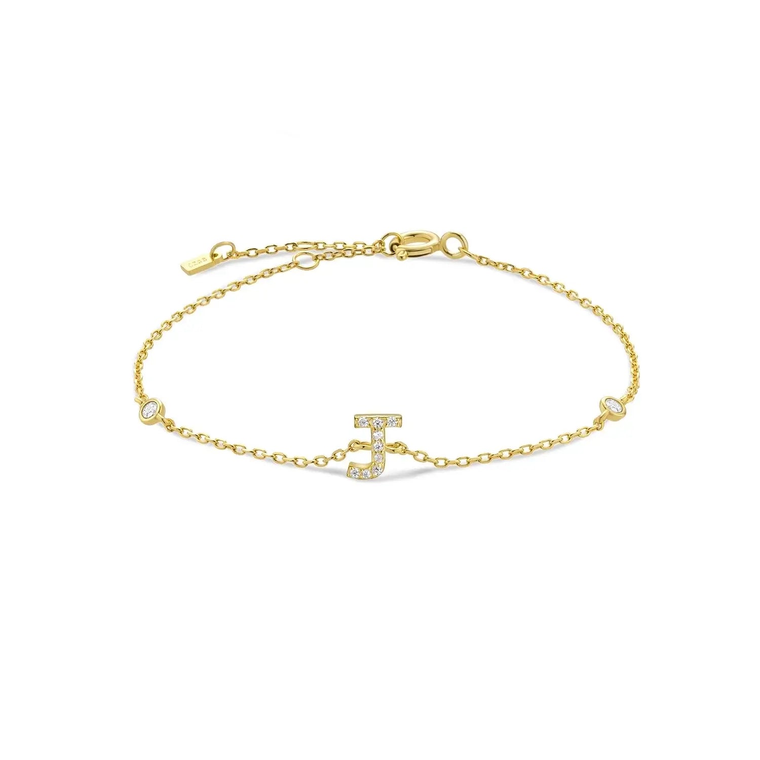 925 Sterling Silver Initial 26 Letters Alphabet Monogram Gold Name Bracelet Crystal CZ Zircon 2021 Fashionable Jewelry
