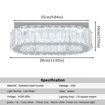 Modern Oval Crystal LED Pendant Chandelier