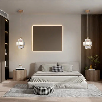 Modern Crystal Pendant Light with Gold-Tone Details