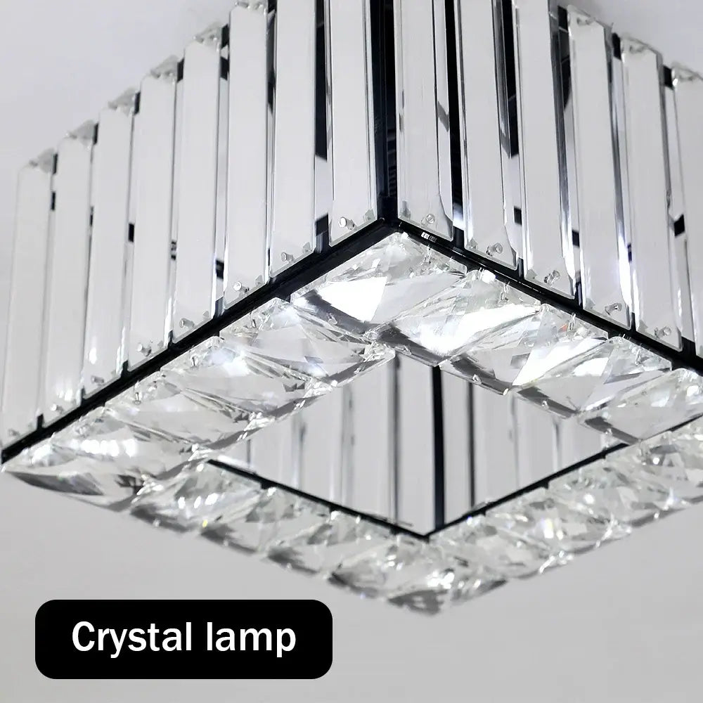 Modern Crystal Ceiling or Pendant Light, Black or Gold
