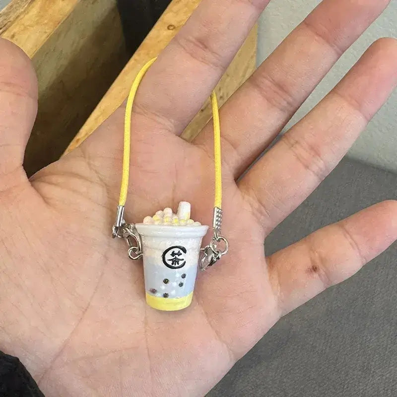 15cm/17cm Labubu Doll Accessories - Mini Realistic Bubble Tea Cup Plush Crossbody Pendant