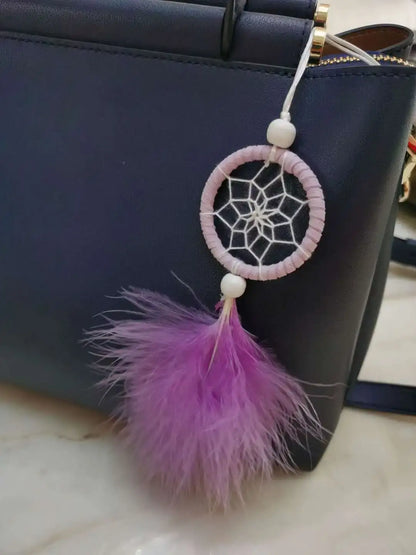 Mini Dream Catcher Car Bag Mobile Phone Pendant Wind Chimes Feather Home Decor Wall Hanging Adornment Handmade Dreamcatcher Gift