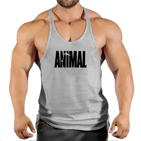 Summer Animal Gym Stringer Tank Top Men Cotton Clothing Bodybuilding.